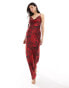 Pretty Lavish Keisha cowl neck maxi dress in deep red floral Geblümtes Dunkelrot, 42 - фото #1