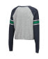 Women's Heathered Gray, Navy Notre Dame Fighting Irish Decoder Pin Raglan Long Sleeve T-shirt