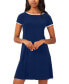 Women's Contrast-Piping Round-Neck Swing Dress
