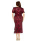 ფოტო #3 პროდუქტის Women's Plus Size High Neck Puff Sleeve Embellished Dress