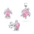 Playful silver jewelry set with zircons Turtle SET233WP (earrings, pendant)