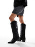 Фото #2 товара Stradivarius knee high western boot in black