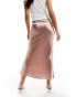 ASOS DESIGN satin bias midi skirt in blush