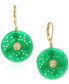 ფოტო #1 პროდუქტის Dyed Green Jade Disc Leverback Drop Earrings in 14k Gold-Plated Sterling Silver