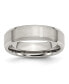 Stainless Steel Brushed Polished 6mm Flat Edge Band Ring