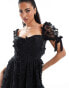 Фото #4 товара Love Triangle lace midi dress with tie back in black