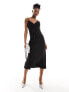 Фото #1 товара Monki strappy maxi slip dress with lace detail in black