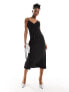 Monki strappy maxi slip dress with lace detail in black M - фото #1