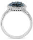 ფოტო #3 პროდუქტის EFFY® Blue Diamond & White Diamond Halo Cluster Ring (1-1/3 ct. t.w.) in 14k White Gold