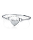 Sterling Silver Heart Bangle Bracelet Polished Finish Solid Strong