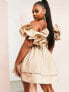 Фото #4 товара Платье ASOS LUXE Curve – Мини с рюшами и укороченным плечом