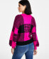 Women's Box Plaid Long-Sleeve Pullover Sweater