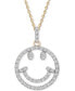 Фото #1 товара Wrapped diamond Smiley Face 18" Pendant Necklace (1/10 ct. t.w.) in 10k Gold, Created for Macy's