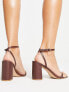 RAID Wide Fit Molika mid heel sandals in dark brown