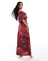 Фото #2 товара ASOS DESIGN bardot sleeveless maxi dress in oversized purple floral print