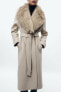 Zw collection faux fur collar coat