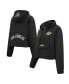 ფოტო #1 პროდუქტის Women's Black Los Angeles Lakers Classic Wind Woven Cropped Half-Zip Jacket