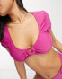 Фото #1 товара Brave Soul cropped bikini top with ring detail in pink