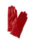 Bruno Magli Diamond Quilted Cashmere-Lined Leather Gloves Women's Red S