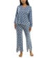 ფოტო #7 პროდუქტის Women's 2-Pc. Printed Henley Pajamas Set