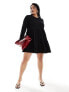 Фото #5 товара River Island plus long sleeved tiered smock mini dress in black