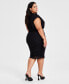 ფოტო #3 პროდუქტის Trendy Plus Size Cap-Sleeve Ruched Mesh Dress, Created for Macy's