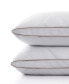2 Pack 100% Classic Diamond Grid Medium Support Down Feather Gusseted Bed Pillow Set, Standard