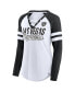 ფოტო #3 პროდუქტის Women's White Las Vegas Raiders Plus Size True to Form Lace-Up V-Neck Raglan Long Sleeve T-shirt