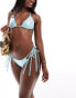 Фото #1 товара Missyempire metallic cut out tie side bikini bottoms co-ord in light blue