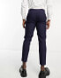 Harry Brown skinny fit cropped trouser in navy & red check