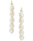 Cultured Freshwater Rice Pearl (5-6mm) Threader Earrings in 10k Gold