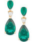 ფოტო #3 პროდუქტის Lab Grown Emerald (4-5/8 ct. t.w.) & Diamond (1/8 ct. t.w.) Double Pear Drop Earrings
