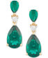 Фото #3 товара Lab Grown Emerald (4-5/8 ct. t.w.) & Diamond (1/8 ct. t.w.) Double Pear Drop Earrings (Also available in Ruby)