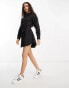 ASOS DESIGN Petite denim mini dress with belt in black Черный, XXS - EU 30 - фото #3