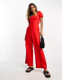 Фото #1 товара & Other Stories linen puff sleeve jumpsuit in red