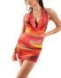 Missyempire mesh halterneck mini beach dress in orange ombre