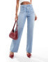 Фото #1 товара New Look wide leg patch pocket jeans in mid blue