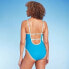 Фото #4 товара Women's Contrast Binding Scoop One Piece Swimsuit - Shade & Shore Blue S
