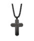 ფოტო #1 პროდუქტის Brushed Black IP-plated Cross Pendant Box Chain Necklace