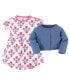 Baby Girls Baby Organic Cotton Dress and Cardigan 2pc Set, Abstract Flower