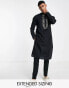 ASOS DESIGN kurta longline shirt with hand embellishment in black linen mix