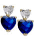 ფოტო #1 პროდუქტის Lab Grown Blue Spinel (1-5/8 ct. t.w.) & Lab Grown White Sapphire (1-1/5 ct. t.w.) Double Heart Stud Earrings in 14k Gold-Plated Sterling Silver