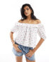 Фото #1 товара Barbour off shoulder top in white floral