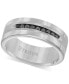 Men's Tungsten and Sterling Silver Ring, Channel-Set Black Diamond Accent Wedding Band