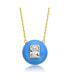 Фото #1 товара Kids 14k Gold Plated with Cubic Zirconia Radiant Solitaire Blue Enamel Small Round Pendant Necklace
