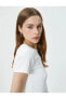 Фото #5 товара 4sak50016ek 000 Beyaz Kadın Jersey Kısa Kollu T-shirt
