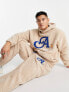 ASOS Actual co-ord oversized hoodie in teddy borg with boucle logo in cream