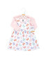 Toddler Girls Cotton Dress and Cardigan Set, Pastel Butterfly