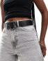 Фото #1 товара ASOS DESIGN waist and hip jeans belt with silver snake buckle in black