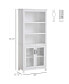 Фото #3 товара 71" Bookcase Storage Hutch Cabinet with Adjustable Shelves and Glass Doors for Home Office, Kitchen, Living Room, White